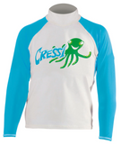 Long-sleeve shirt with Cressi logo and green octopus design on a white and blue background