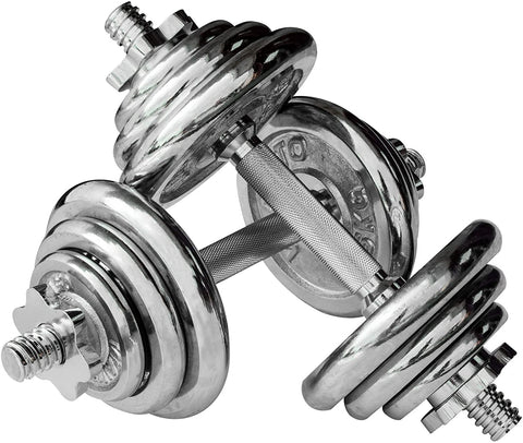 Chrome Dumbell Set 10KG Adjustable + - Arcade Sports